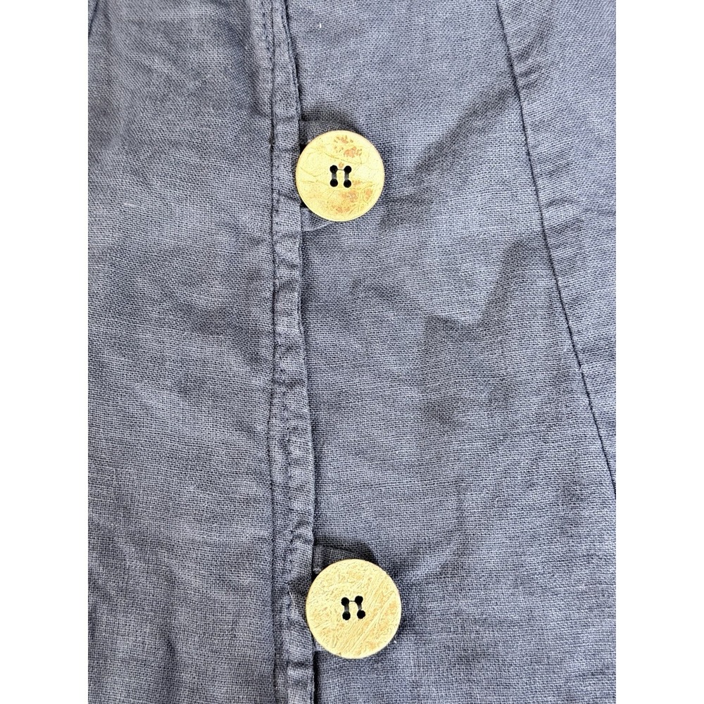 100% LIN BLANC Linen Top Size 46/L/XL Blue Wood Button Up Oversized Italy - Picture 7 of 10